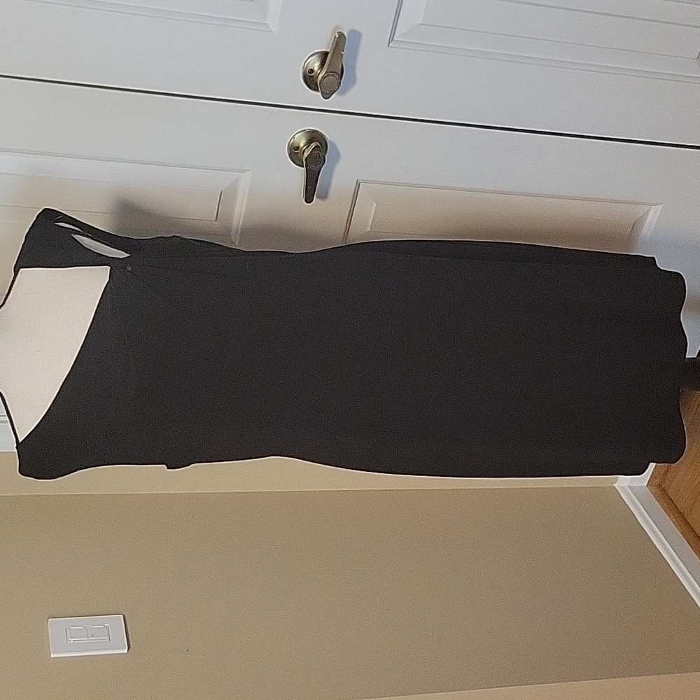 David Meister Black Sleeveless Jersey Sheath Dress Size 12